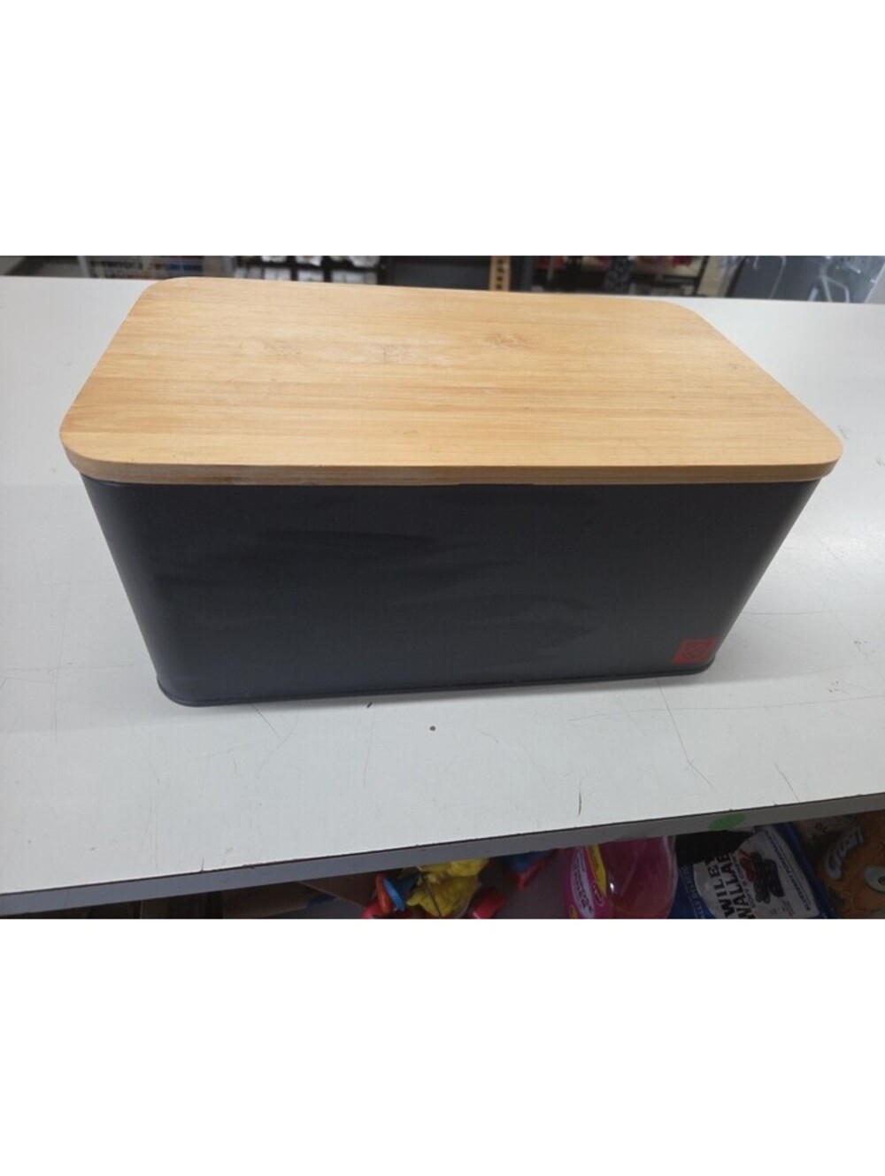 Alessi Mattina Dark Gray Metal Bread Box with Bamboo Lid Kitchen Storage A3